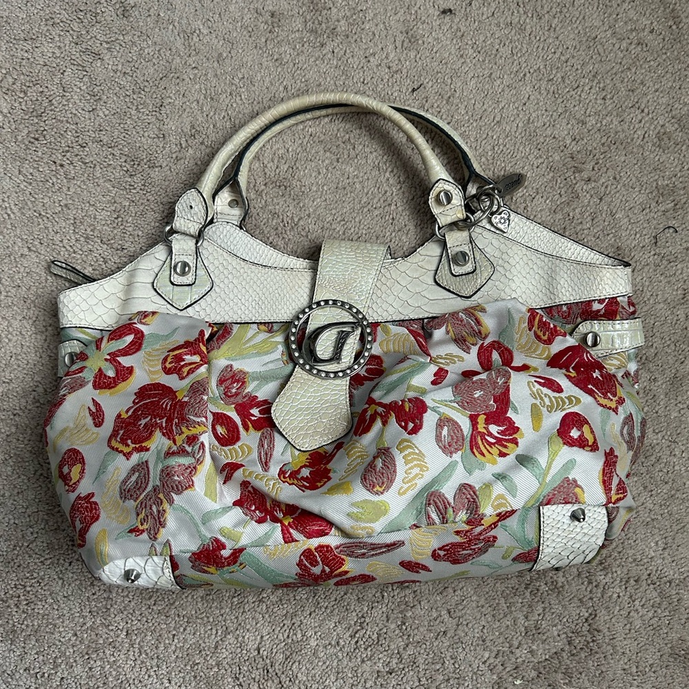 Beautiful GUESS Multicolor Bag with Silver Hardware
